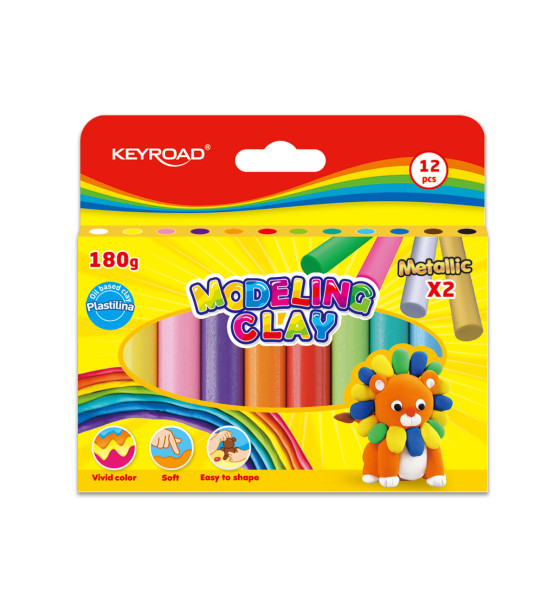 Plastilina, Caja x 12 Colores (Inc. Dorado y Plateado) x 15 g. c.u. Col. Surt.